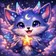 Colorful fantastical creature with large expressive eyes, swirling patterns on skin, vibrant mix of blues and purples. Suitab