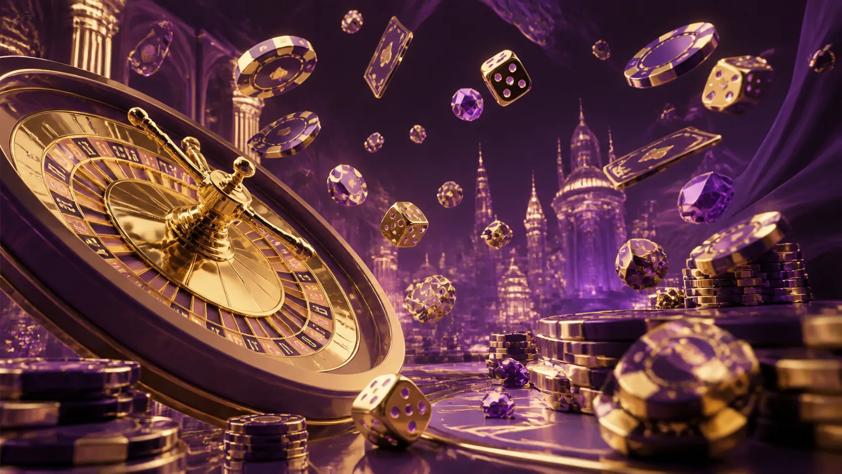 Elegant and dynamic casino-themed banner with luxury elements inspired by Kazeeno.